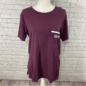 VS PINK maroon pocket t-shirt